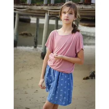 Dívčí sukně Mušelínová sukýnka modrá s motýlky Velikost: 98/104