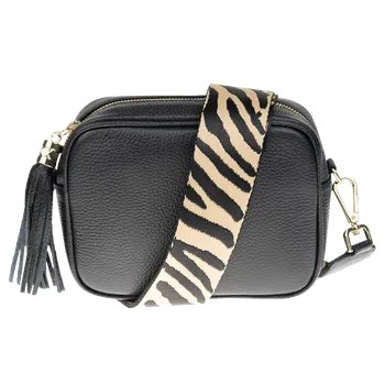 Kabelka NovaKabelka.cz Kožená italská crossbody kabelka Bala Nera s přídavným popruhem II