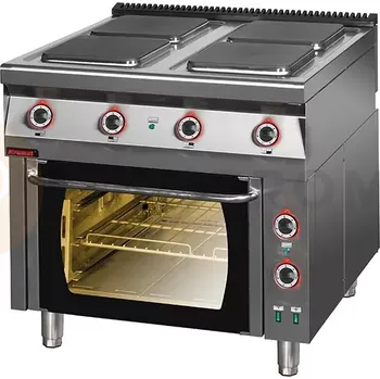 Sporák Elektrický sporák s elektrickou troubou s horkovzduchem 900 mm 4x4 kW + 7,0 kW (trouba) | KROMET, 900.KE-4/PE-1T