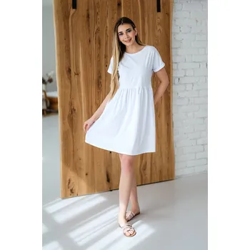 Dámské šaty Dámské tričkové šaty s volánem ROLL white - DSAROWHXXL