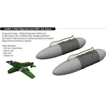 Plastikový model Eduard 1/48 P-51B/C 108gal drop tanks PRINT (EDUARD)