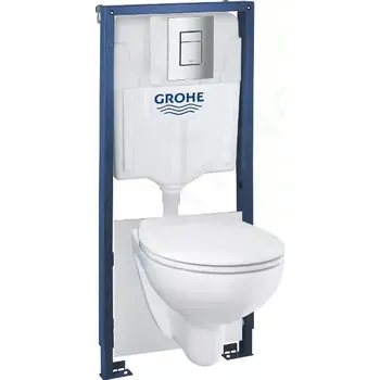 WC sada Grohe Solido Set předstěnové instalace, klozetu Bau Ceramic a sedátka softclose, tlačítko Skate Cosmopolitan, chrom, 39586000