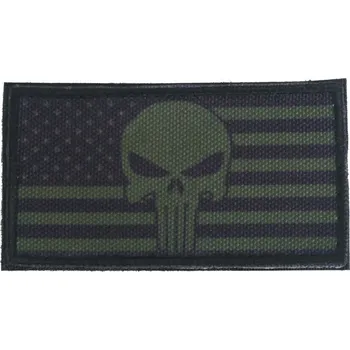 Nášivka Textilní nášivka vlajka USA Punisher - zelená, Army