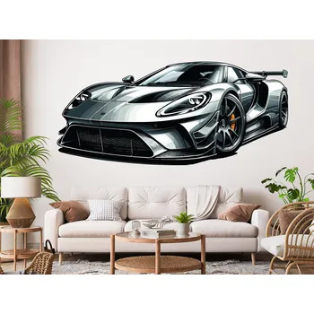 Samolepící dekorace Stříbrný supersport samolepka na zeď arch 47 x 21 cm