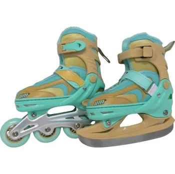 Zimní brusle UM Nastavitelné brusle s vyměnitelným podvozkem na lední nebo in-line bruslení EN-13843 vel.: 31-34, barva: Mint