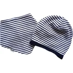 AMÁLKA Čepička saporka tmavé pruhy + šátek na krk Velikost: 74-80