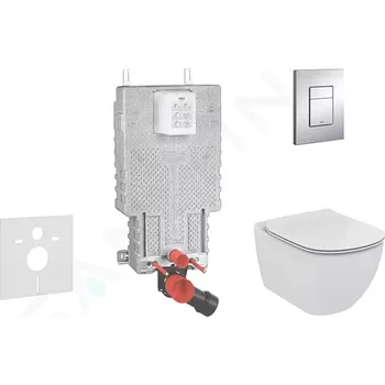 WC sada Grohe Uniset Set předstěnové instalace, klozetu a sedátka Ideal Standard Tesi, tlačítka Skate Cosmopolitan, chrom, 38643SET-KF
