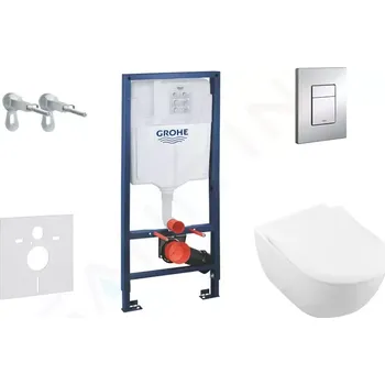 WC sada Grohe Rapid SL Set předstěnové instalace, klozetu a sedátka Subway 2.0, DirectFlush, SoftClose, CeramicPlus a tlačítka Skate Cosmo, chrom, 38528SET-KI