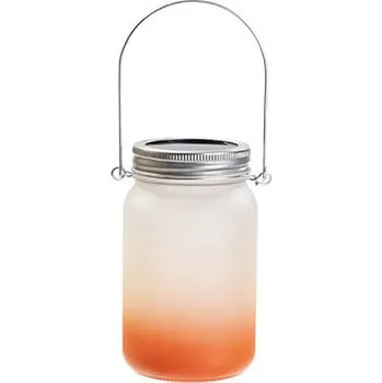 Svícen Skleněná solární lucerna s kovovou rukojetí 450 ml s oranžovým gradientem sublimace termotransfer