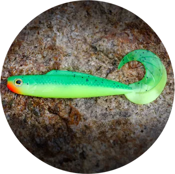 Umělá nástraha RedBass Gumová Nástraha Twister Kixter Fluo Green RH UV - S 70 mm