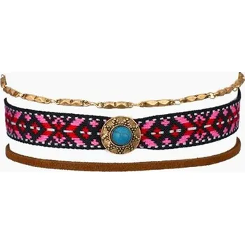Náhrdelník Flamenco Mystique Náhrdelník Choker Boho Aztec Festival N528, nastavitelná délka 28-34.5 cm, bez niklu a chromu