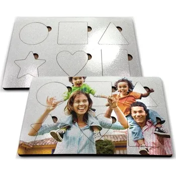 Dřevěná hračka Geometrické tvary - skládačka se třpytkami sublimace termotransfer