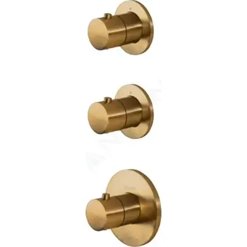 Vodovodní baterie Paffoni Modular Box Termostatická baterie pod omítku, pro 2 spotřebiče, kartáčovaná zlatá, MDE018HGSP