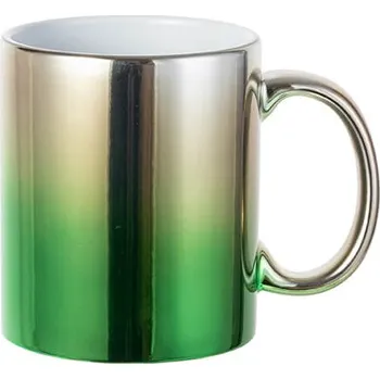 Hrnek 330 ml s kovovým efektem - zeleno-stříbrná sublimace termotransfer