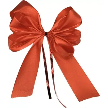 Stuha Mašle červená látková, ručně vázaná, velká 12 x 16cm (Ručně vázaná látková mašle, stuha taftová červená)