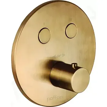 Vodovodní baterie Paffoni Compact Box Termostatická baterie pod omítku, pro 2 spotřebiče, kartáčovaná zlatá, CPT018HGSP