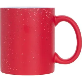 Magický hrnek 330 ml A+ matný se třpytkami - červený sublimace termotransfer