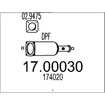 Filtr pevných částic Filtr pevnych castic, vyfukovy system MTS 17.00030