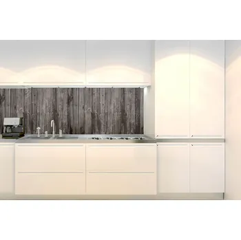 Tapeta DIMEX | Fototapeta do kuchyně Staré dřevěné lamely KI-180-289 | 180 x 60 cm | hnědá, šedá + Samolepicí fototapeta za kuchyňskou linku DIMEX Staré dřevěné lamely v šíři 180 cm