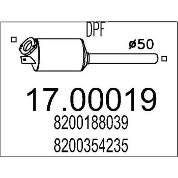 Filtr pevných částic Filtr pevnych castic, vyfukovy system MTS 17.00019