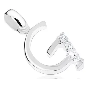 Přívěsek Lesklý přívěsek, stříbro 925, písmeno G vykládané linií čirých zirkonů