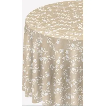 ubrus Ubrus PVC 109A drobné bílé květy na hnědém podkladu návin 20m