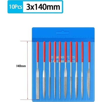Sada nářadí Sada pilníků na sklo, keramiku a kov - 10ks 3x140mm