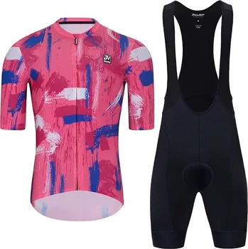 cyklistický dres HOLOKOLO Cyklistický krátký dres a krátké kalhoty - set - modrá/černá/růžová