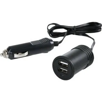 Rozdvojka s kabelem 1m, LED a 2xUSB, černá