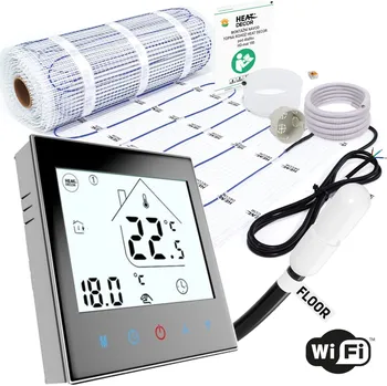 Topná rohož Sada pro instalaci topné rohože 8.0m2 HEAT DECOR HD-mat150/8.0 s termostatem T1000 WiFi, černý