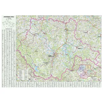 Jihočeský kraj - nástěnná mapa 130 x 95 cm, lamino + lišty