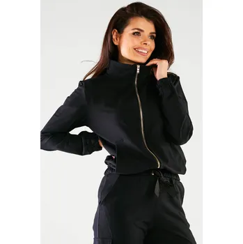 Dámská mikina Mikina na zip, bez kapuce, volného střihu M246 Barva: Černá, Velikost: S/M