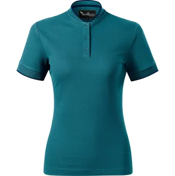 Dámské tričko MALFINI Premium Dámská polokošile Diamond s límečkem ve stylu "bomber" Barva: modrá petrolejová, Velikost: M