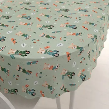 ubrus Dětský bavlněný oválný ubrus Sandra SA-468 Méďové na motorkách na zeleném 60x100 cm