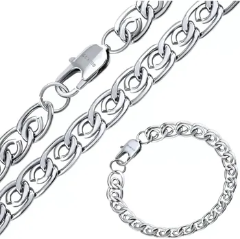 Souprava šperků Ocelový set náramku a náhrdelníku Paper Clip 8mm