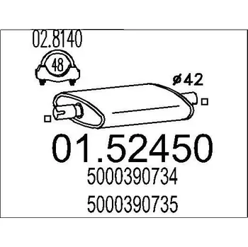 Tlumič výfuku Střední tlumič výfuku MTS 01.52450