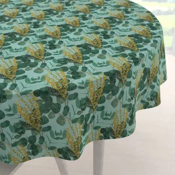 ubrus Dekorační kulatý ubrus PML-088 Eukalypty na mátovém Ø 100 cm