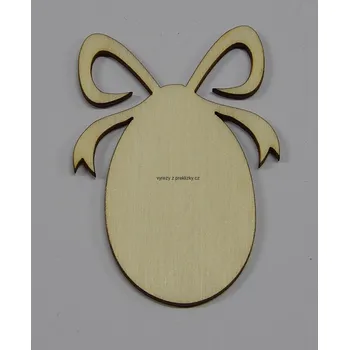 Překližka Dřevěný výřez z překližky, VAJÍČKO S MAŠLIČKOU, 6x4,3cm, 1ks