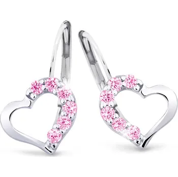 Náušnice Cutie Jewellery Dívčí náušnice z bílého zlata srdíčka C2757B-KL-Růžová