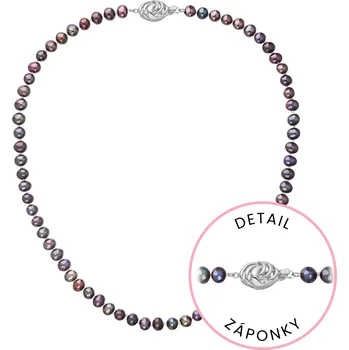 Náušnice Perlový náhrdelník z říčních perel se zapínáním z bílého 14 karátového zlata 822001.3/9265B dk.peacock