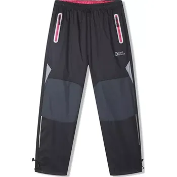 Dívčí kalhoty Dívčí šusťákové kalhoty Kugo SK7752, černé / růžový zip (dětské jarní, podzimní šusťákové kalhoty)