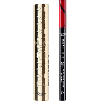 Kosmetická sada L'ORÉAL PARIS Panorama Black 10,5 ml + Infaillible Grip 36h Micro-Fine 01 Obsidian Black 0,4 g