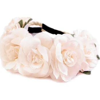 Ozdoba do vlasů Pružná čelenka do vlasů s květy - růžová mlhově (20 ks)