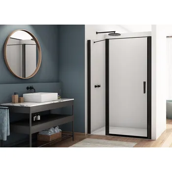 Sprchové dveře D22T13 - jednokřídlé dveře s pevnou stěnou v rovině 110 cm (dveře 70 cm), profil černý D22T130704006