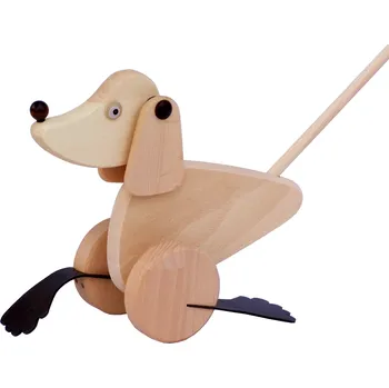 Dřevěná hračka Dřevotéka Dřevěná hračka tlačící - pejsek Dřevěná hračka tlačící - pejsek