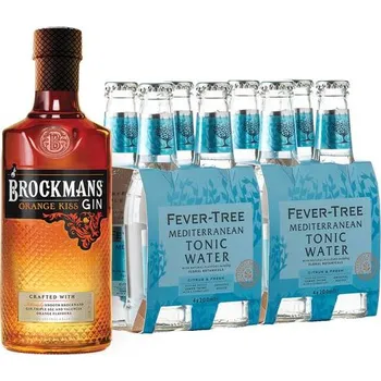 Gin Brockmans Orange Kiss 40,0% 0,7 l + Fever-Tree Mediterranean Tonic 8x0,2l (set)