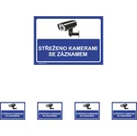 Walteco Střeženo kamerami se záznamem (modrá), 210x148mm, formát A5, samolepka Množství: 5 ks
