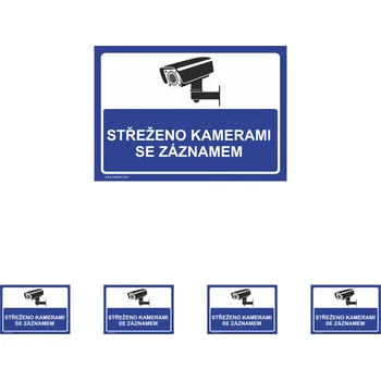 Informační tabulka Walteco Střeženo kamerami se záznamem (modrá), 210x148mm, formát A5, samolepka Množství: 5 ks
