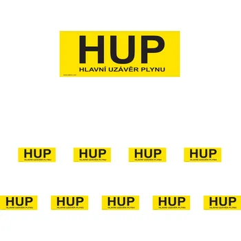 Walteco HUP - hlavní uzávěr plynu (žlutá), 210x80mm, plastová tabulka Množství: 10 ks