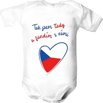 Kojenecký body Dětské body s potiskem Tak jsem tady a fandím s vámi dětské